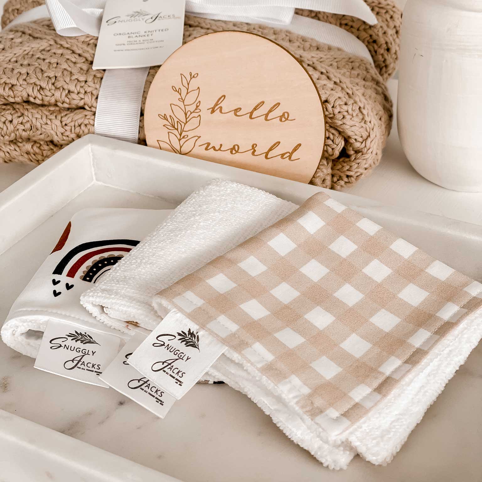 3 folded snuggly jacks Canada wash cloths, save money and bundle our cotton products.