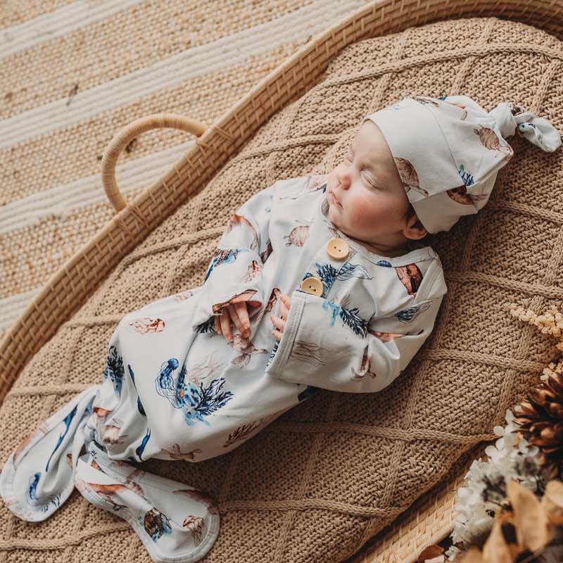 Ocean Newborn Knotted Gown