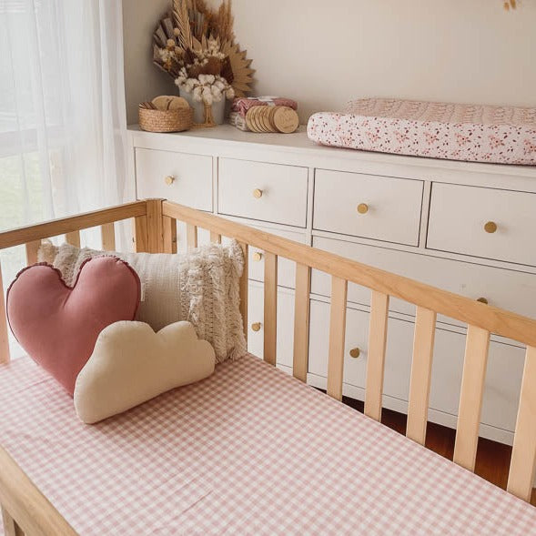 PRE ORDER **** Peachy Pink Gingham Fitted Crib Sheet