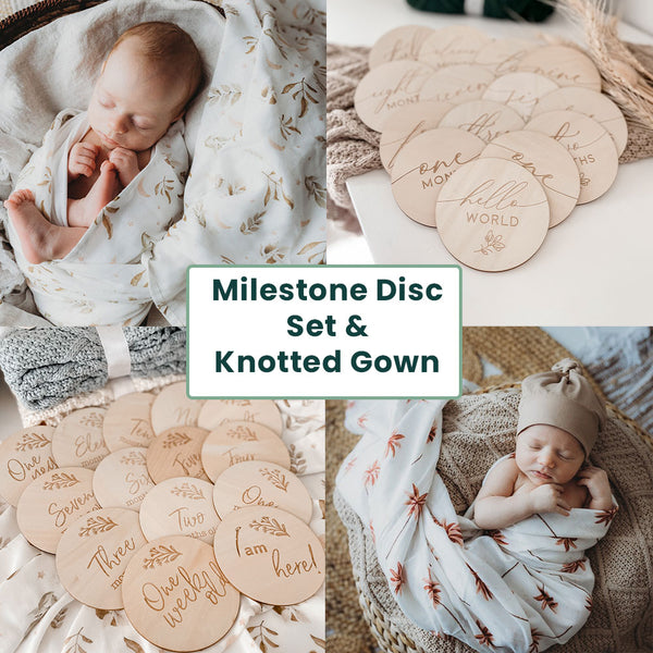 2 PACK Milestone Disk & Organic Cotton Muslin Wrap Set