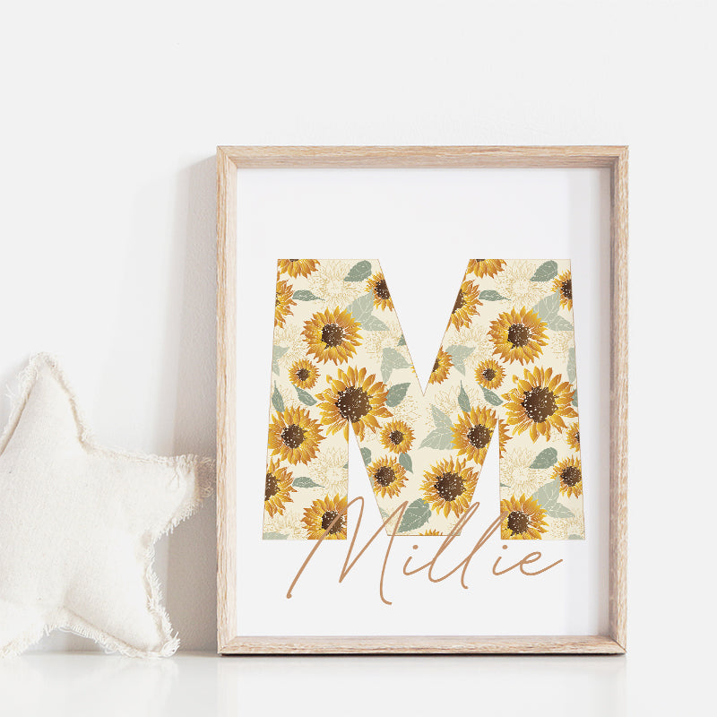 Sunflowers Custom Name Personalized Printable Wall Art